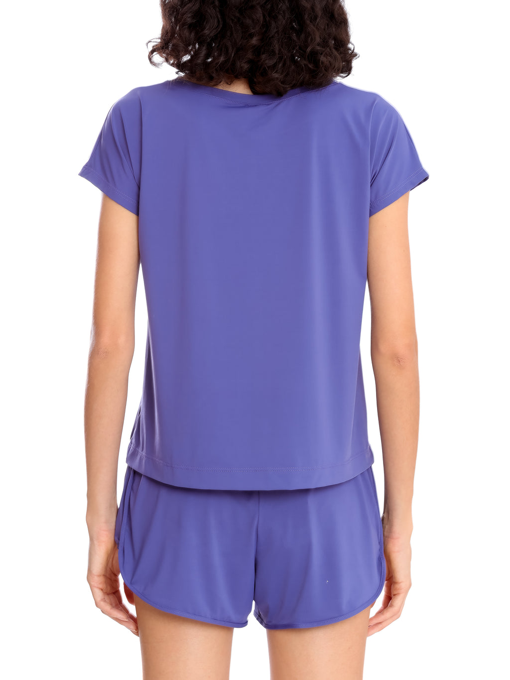 Basic Purple Plain Short-Sleeve Round-Neck T-Shirt