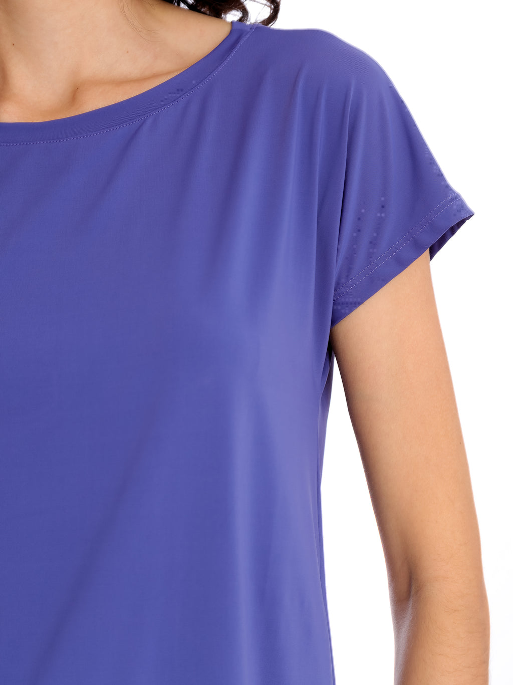 Basic Purple Plain Short-Sleeve Round-Neck T-Shirt
