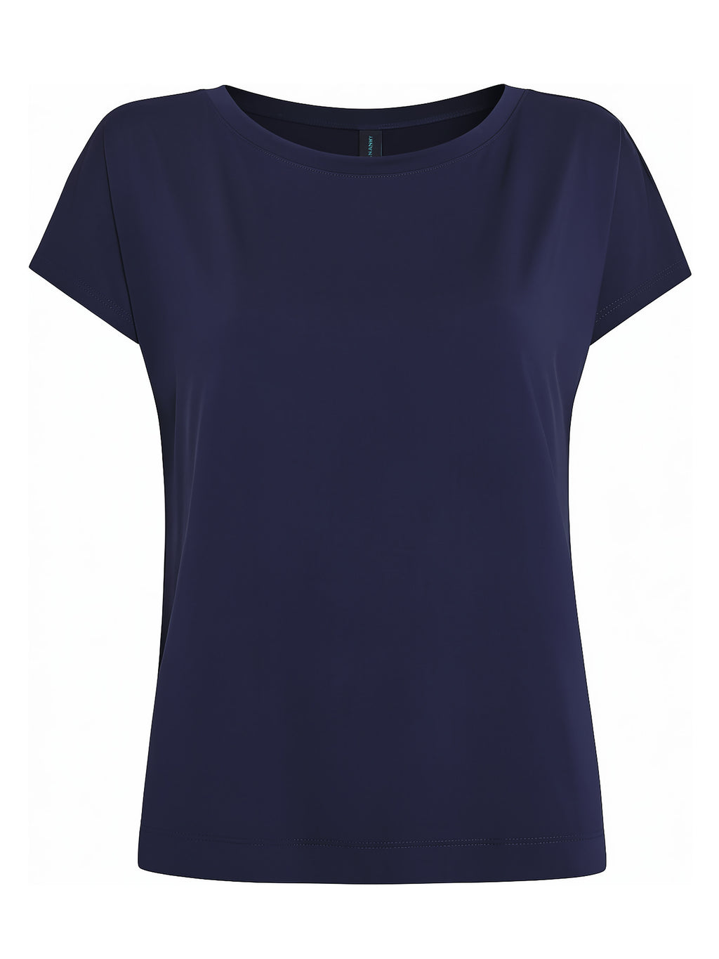 Basic Blue Plain Short-Sleeve Round-Neck T-Shirt