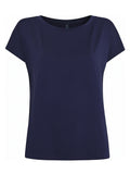 Basic Blue Plain Short-Sleeve Round-Neck T-Shirt