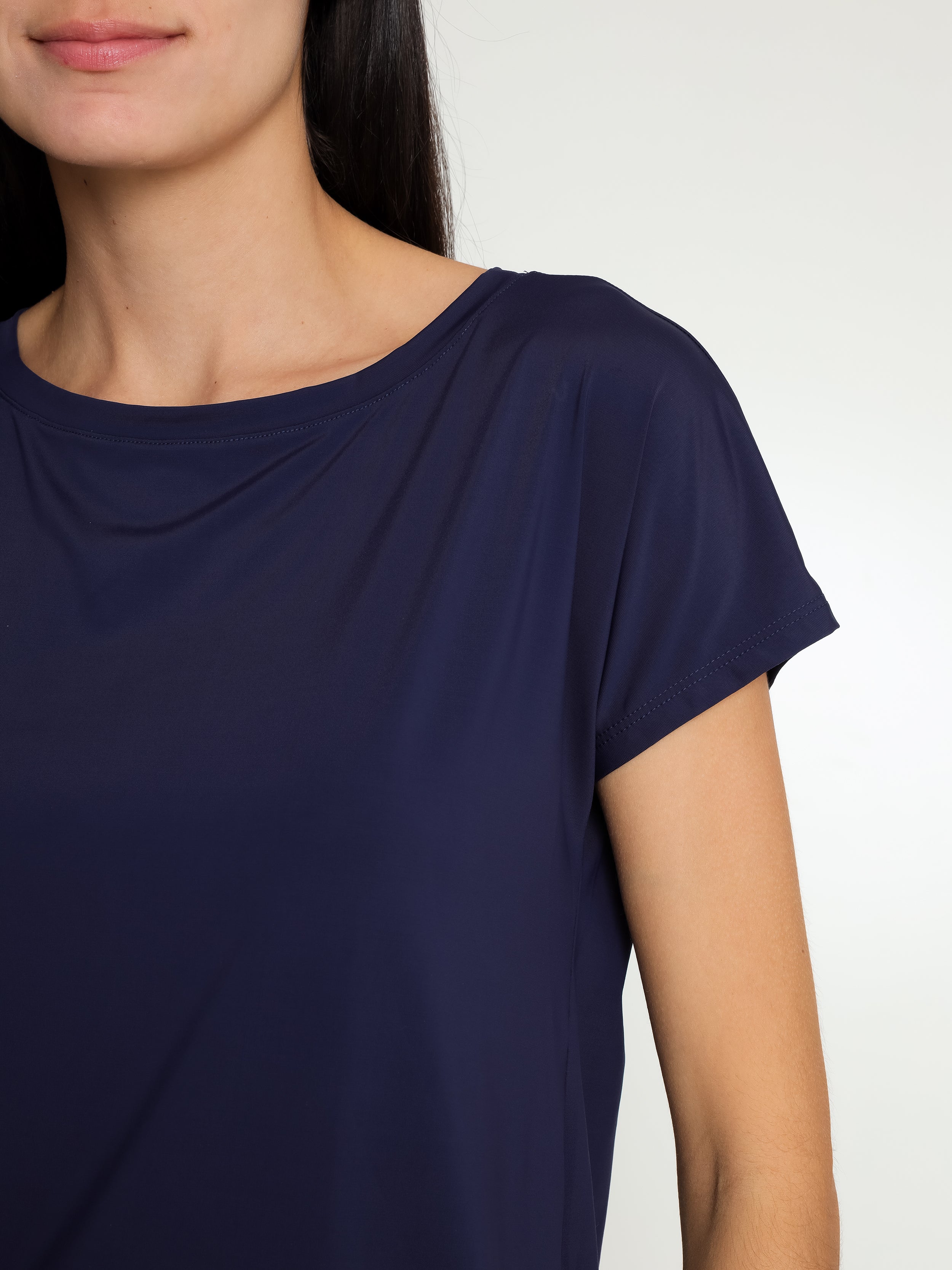 Basic Blue Plain Short-Sleeve Round-Neck T-Shirt
