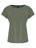 Basic Green Plain Short-Sleeve Round-Neck T-Shirt