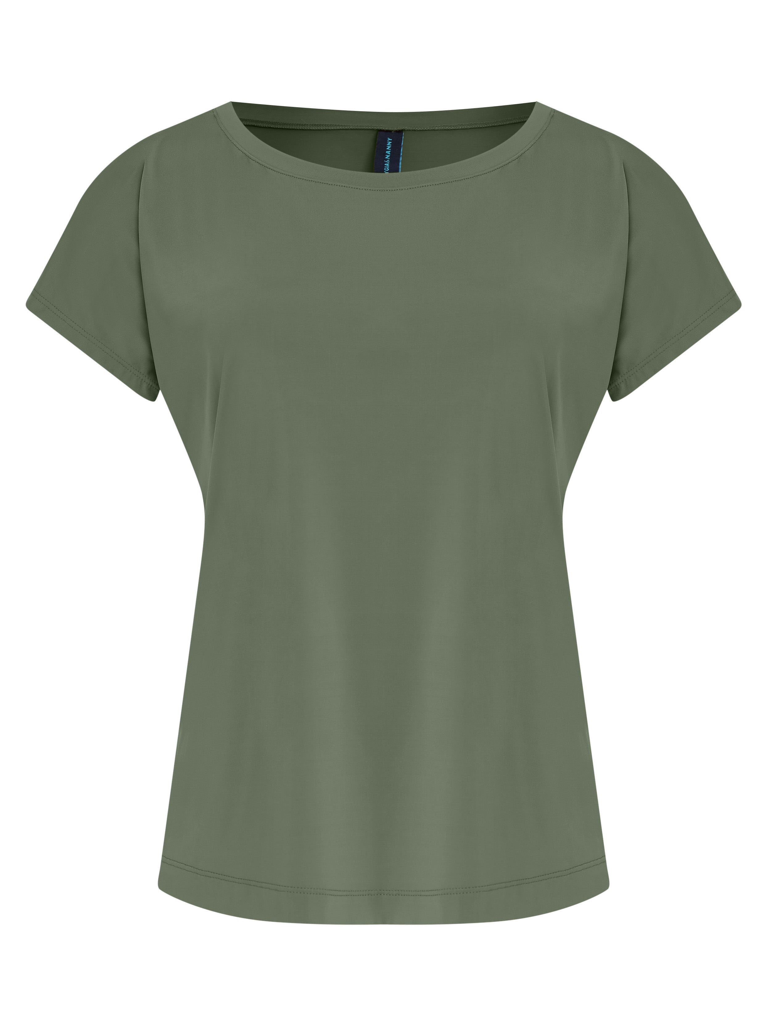Basic Green Plain Short-Sleeve Round-Neck T-Shirt