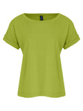 Egretta Green Plain Boat-Neck Short-Sleeve T-Shirt