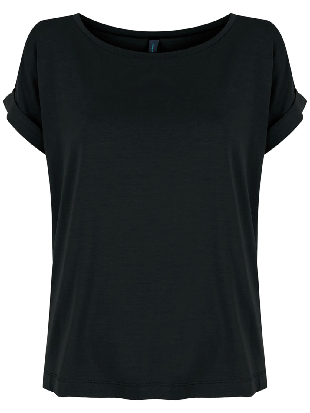Egretta Black Plain Boat-Neck Short-Sleeve T-Shirt