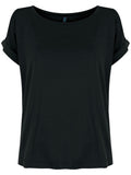 Egretta Black Plain Boat-Neck Short-Sleeve T-Shirt