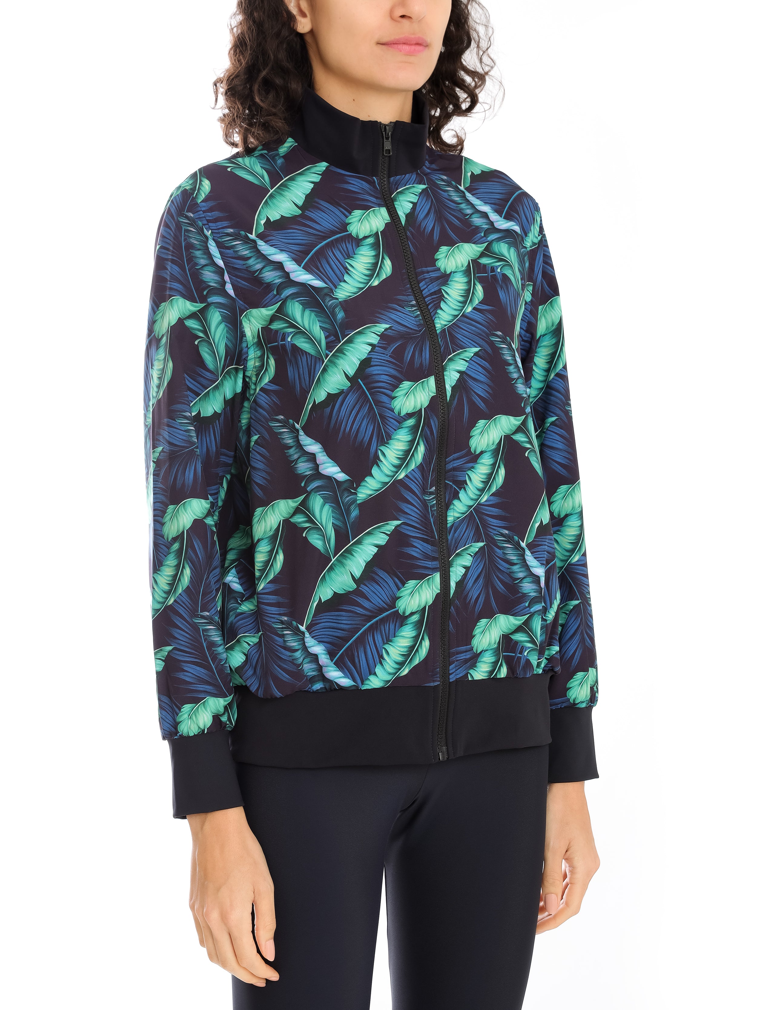 Steffanie Foliage-Print Windbreaker Jacket