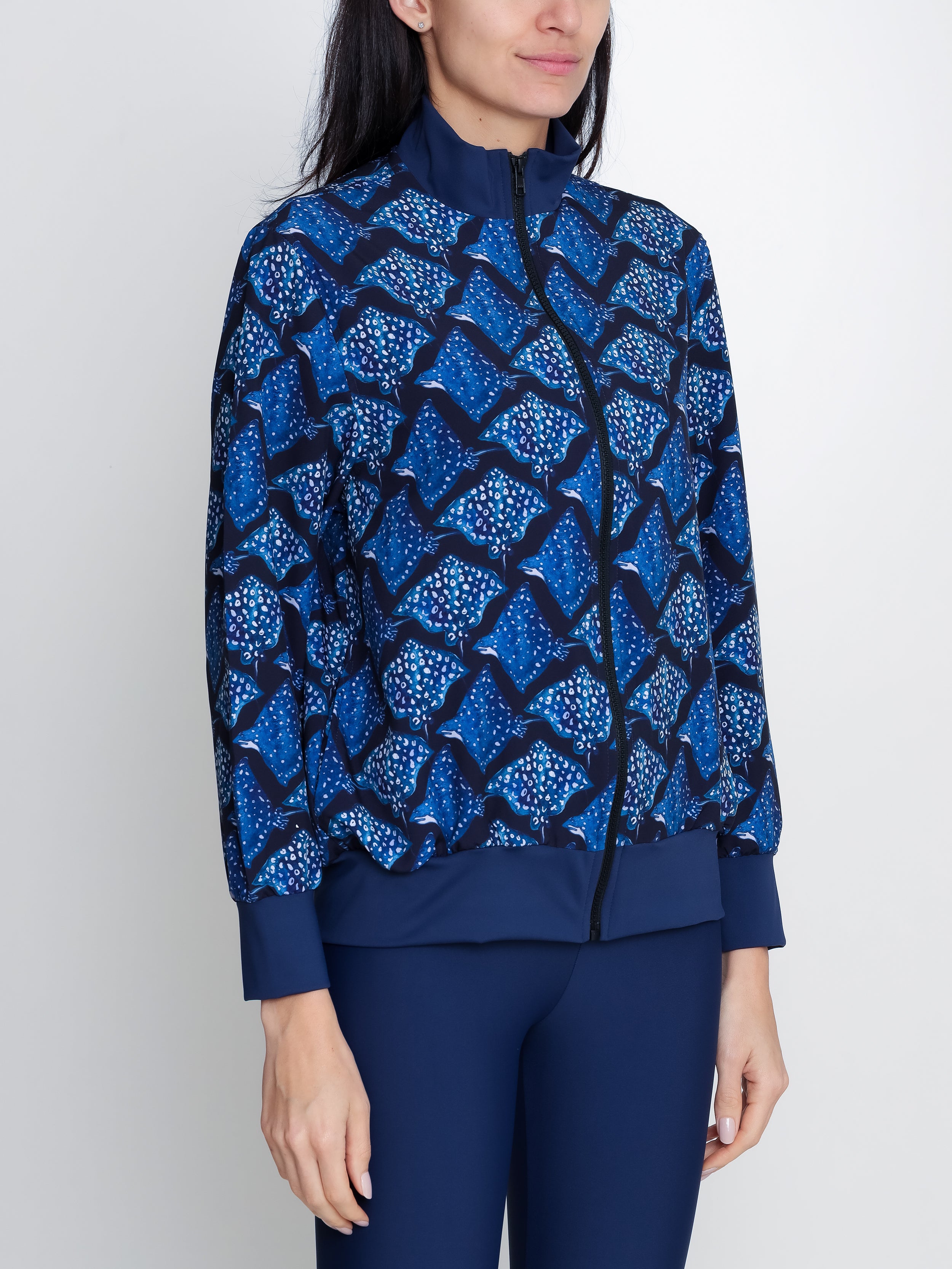 Steffanie Stingrays-Print Windbreaker Jacket