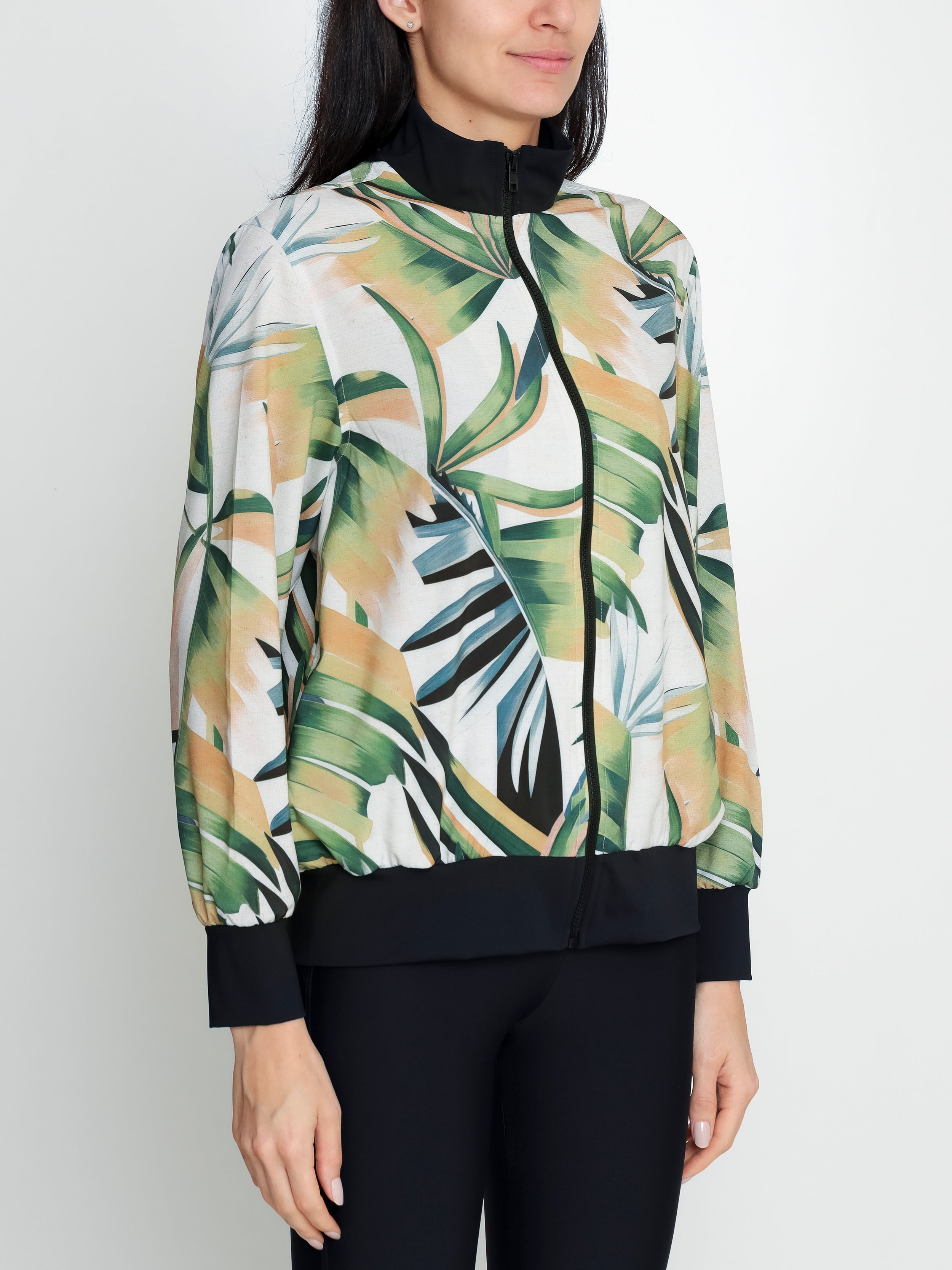 Steffanie Foliage-Print Windbreaker Jacket