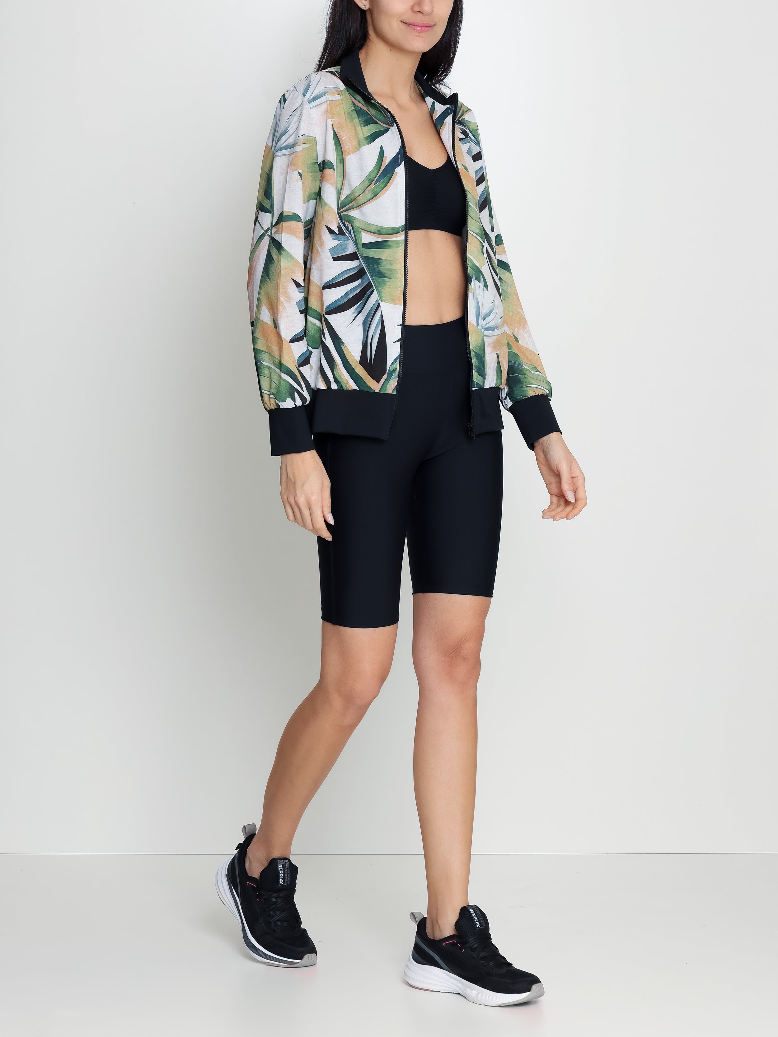Steffanie Foliage-Print Windbreaker Jacket